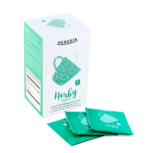 Heredia Té Herby - Té Digestivo Mezcla de Hierbas Digestive Tea Herbal Blend (25 bags)