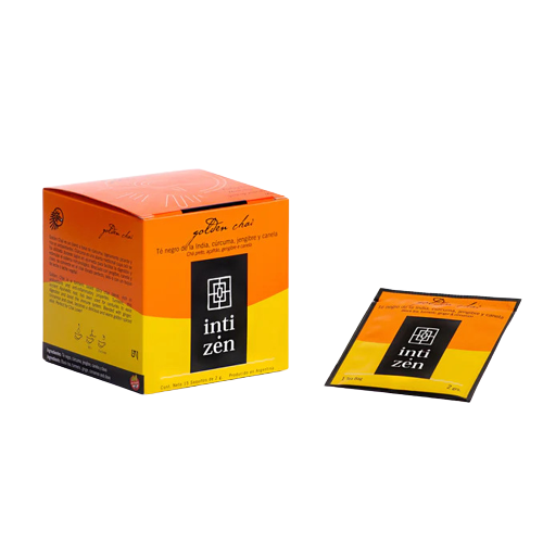 Inti Zen Golden Chai - Té Negro de la IndiaIndian Black Tea Turmeric Ginger & Cinnamon (box of 15 tea bags)