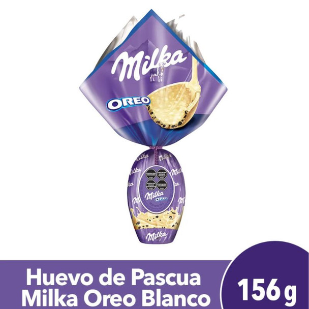 Milka White Chocolate Easter Egg with Oreo Cookie Pieces, 156 g / 5.50 oz