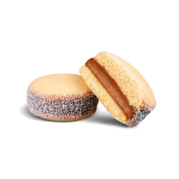 Agua Helada Cornstarch Alfajor Filled with Dulce de Leche and Coconut  Alfajor de Maicena Relleno de Dulce de Leche , 150 g / 5.29 oz (pack de 8)