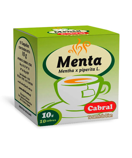 Cabral Digestive Mint Tea Stomach Té de Menta Digestivo Estomacal (box of 10 bags)
