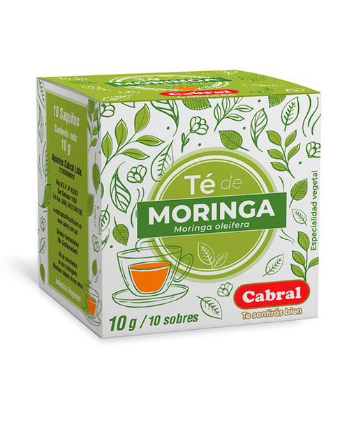 Cabral Antioxidant Anti-Inflammatory Moringa Tea Té de Moringa Antiinflamatorio Antioxidante (box of 10 bags)