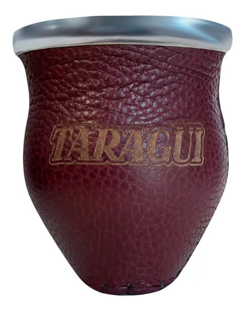 Taragüi Mate Glass Lined in Leather 2 Colors Available Mate de Vidrio Forrado en Cuero con Logo de Taragüi
