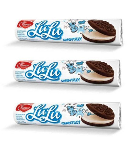 Famosa Chantilly Cream Filled Chocolate Cookies from Uruguay Galletas Lulu de Chocolate, 115 g / 4.05 oz (pack of 3)