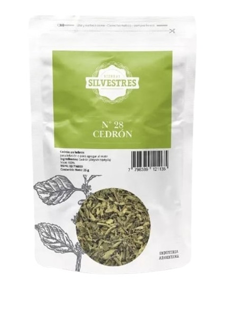 Hierbas Silvestres N° 28 Cedrón Leaves for Infusion or for Mate Cedrón en Hebras, 25 g / 0.88 oz