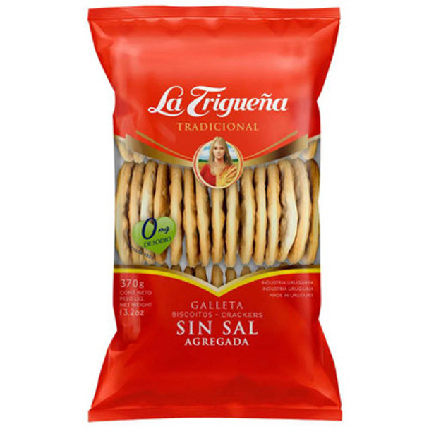 La Trigueña Classic Crackers Thin & Crunch Cookies No Added Salt from Uruguay Galletas Sin Sal, 370 g / 13.5 oz