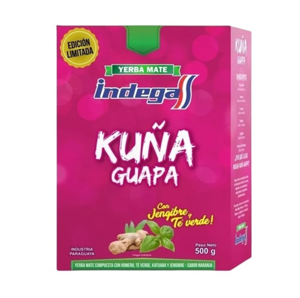 Indega Kuña Guapa Yerba Mate Composed with Ginger & Green Tea Yerba Mate Compuesta, 500 g / 17.63 oz