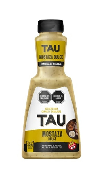 TAU Sweet Mustard & Honey Based Dressing Gluten-Free Mostaza Dulce Aderezo para Carnes & Ensaladas, 320 g / 11.28 oz