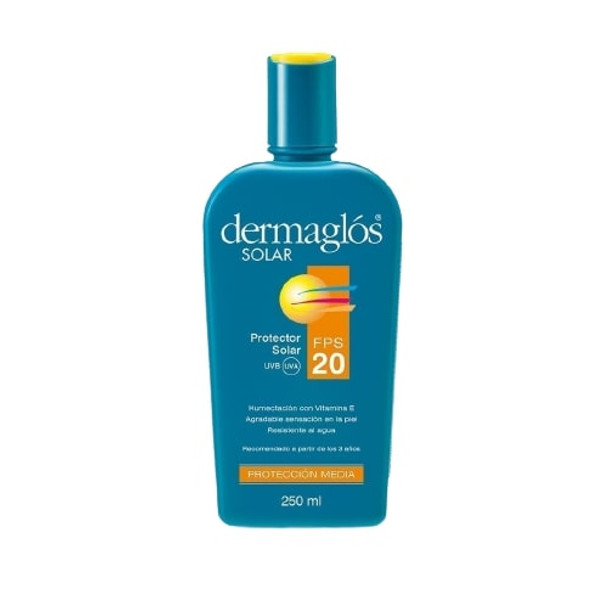 Dermaglós Moisturizing Sunscreen with Vitamin E Medium Protection 20 FPS UVB Protection UVA Protector Solar, 250 ml / 8.45 fl oz