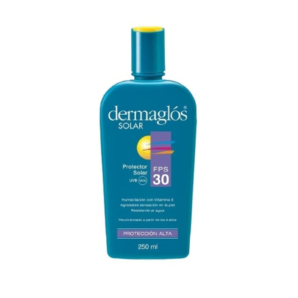 Dermaglós Sunscreen Moisturizing with Vitamin E High Protection 30 FPS UVB Protection UVA Protector Solar, 250 ml / 8.45 fl oz
