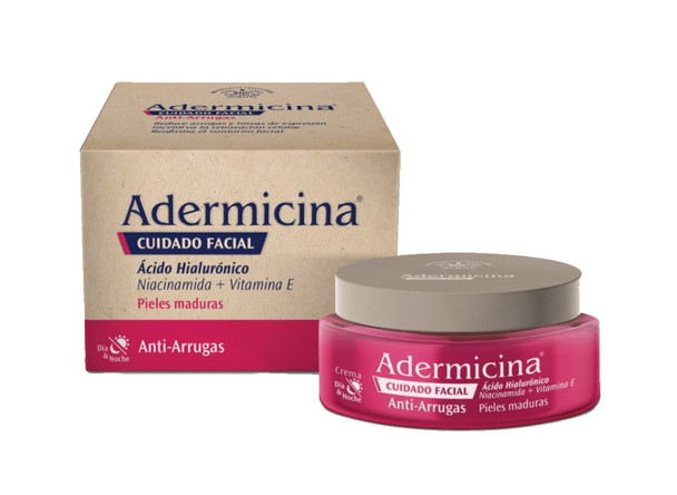 Adermicina Facial Care Anti-Wrinkle Cream with Hyaluronic Acid for Mature Skin Cuidado Facial Ácido Hialurónico, 90 g / 3.17 oz
