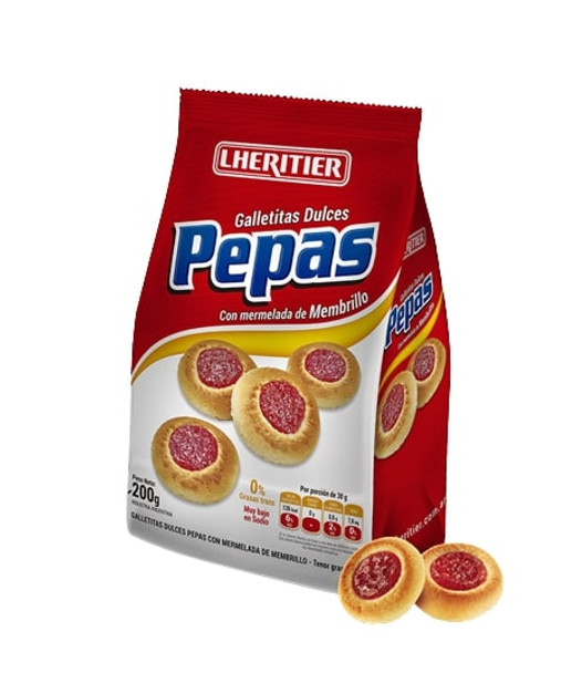 Lheritier Sweet Cookies Pepas with Quince Jam Galletitas "Pepas", 200 g / 7.05 oz