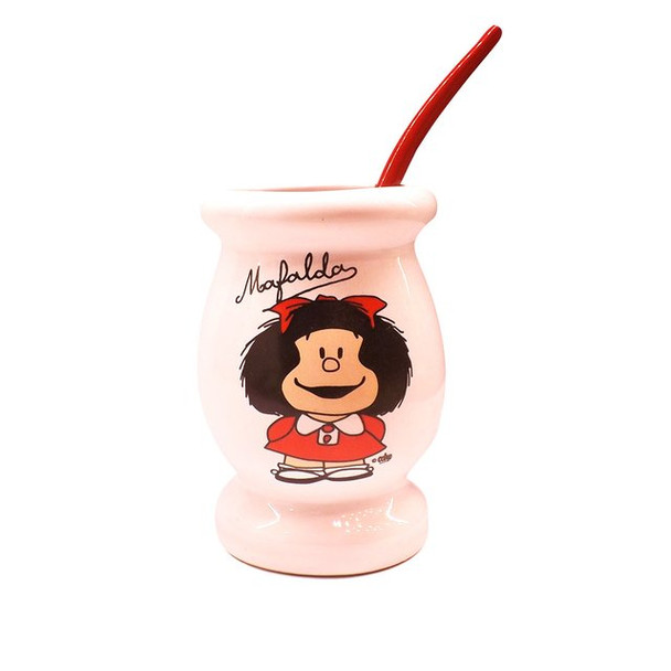 Mate Mafalda Flor  Ceramic Mate Vessel Mafalda Design Mate with Bombilla Straw Included