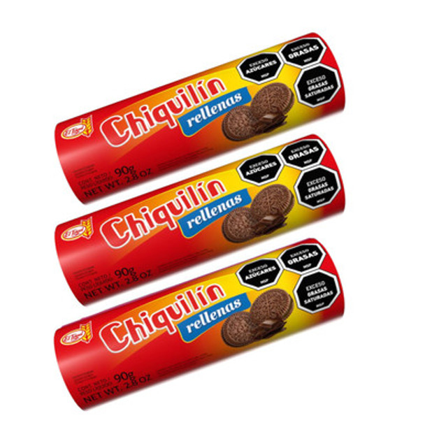 Chiquillín El Trigal Chocolate Milk Chocolate Cookies Rellenas, 90 g / 3.17 oz (pack de 3)