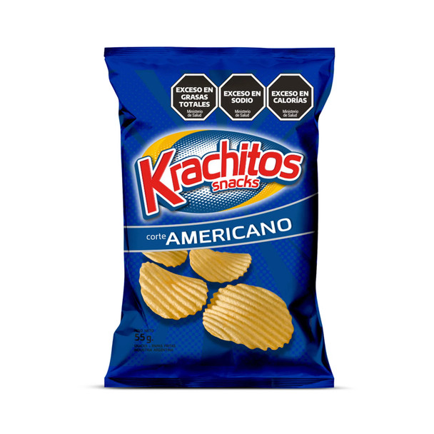 Krachitos Potatoes Chips American Style Papas Fritas Corte Americano, 55 g / 1.94 oz