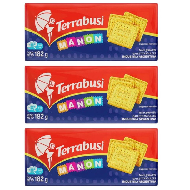 Manón Leche Cookies Sweet Square Cookies with Milk, 182 g / 6.41 oz each (pack of 3)