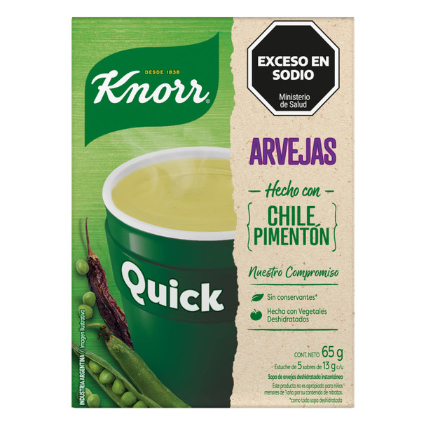 Knorr Quick Ready to Make Pea Soup Made with Chilli Paprika Sopa de Arvejas Chile Pimentón, 5 pouches