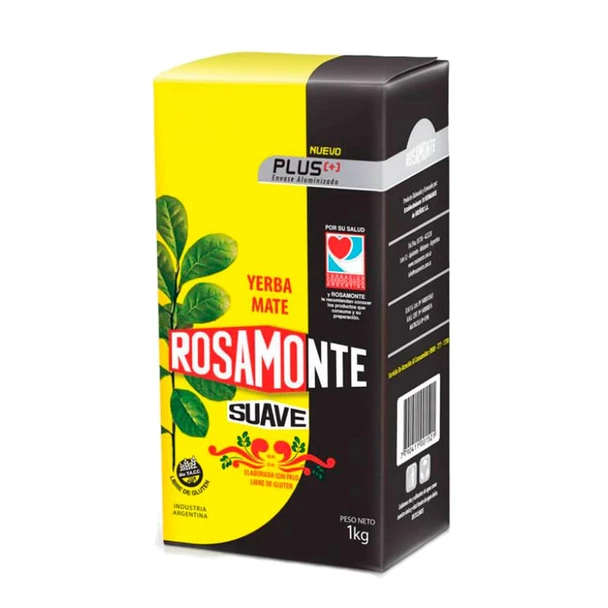 Rosamonte Yerba Mate Suave - Plus Envase Aluminizado, 1 kg / 2.2 lb