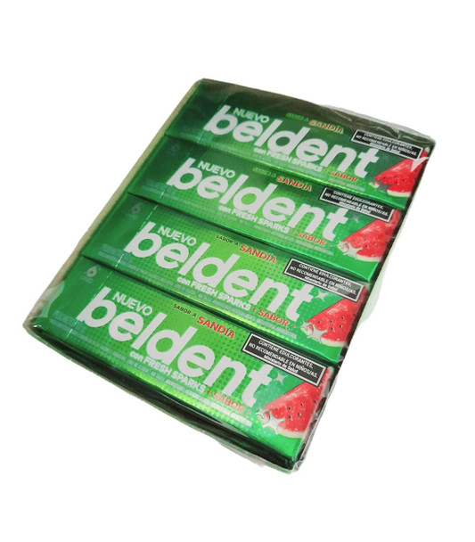 Beldent Watermelon Flavored Sugar-Free Chewing Gum Fresh Sparks Chicle Sabor Sandía, 10 g / 0.35 oz (box of 20)