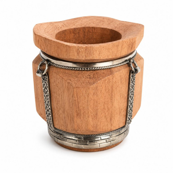 Mate de Madera Square Algarrobo Wood Mate with Alpaca Details