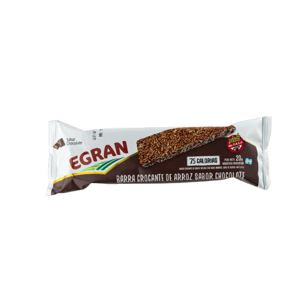 Egran Crispy Rice Bar Chocolate Flavor Gluten Free Barra de Arroz Sabor Chocolate, 20 g / 0.70 oz (pack of 3)