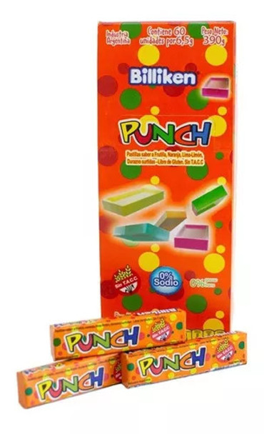 Billiken Punch Assorted Fruit Flavored Hard Candy Drops Gluten-Free, 6.5 g / 0.22 oz (box of 60)