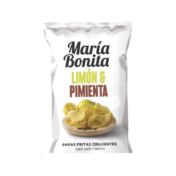 Punta Ballena María Bonita Crispy Lemon & Pepper Flavor French Fries Papas Fritas Sabor Limón & Pimienta Crujientes Sin Gluten, 140 g / 4.93 oz