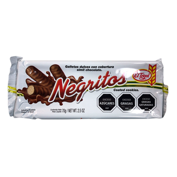 El Trigal Negritos Sweet Coated Cookies Galletas Dulces Bañadas en Chocolate, 70 g / 2.5 oz ea (pack of 3)