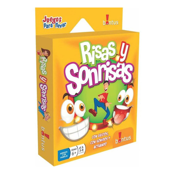 Bontus Risas y Sonrisas with Gestures, Sounds, and Acting - Fun Card Game for Friends and Family, Ages 6+