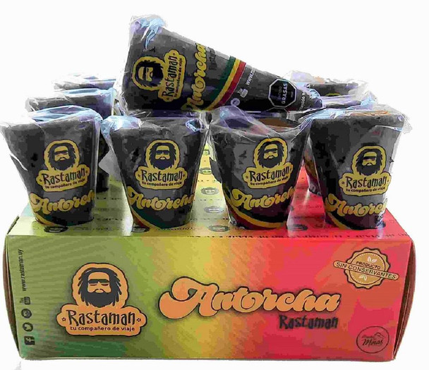 Rastaman Chocolate Dipped Cones Filled with Dulce de Leche Antorchas Rellenas de Dulce de Leche, 80 g / 2.82 oz (box of 12)