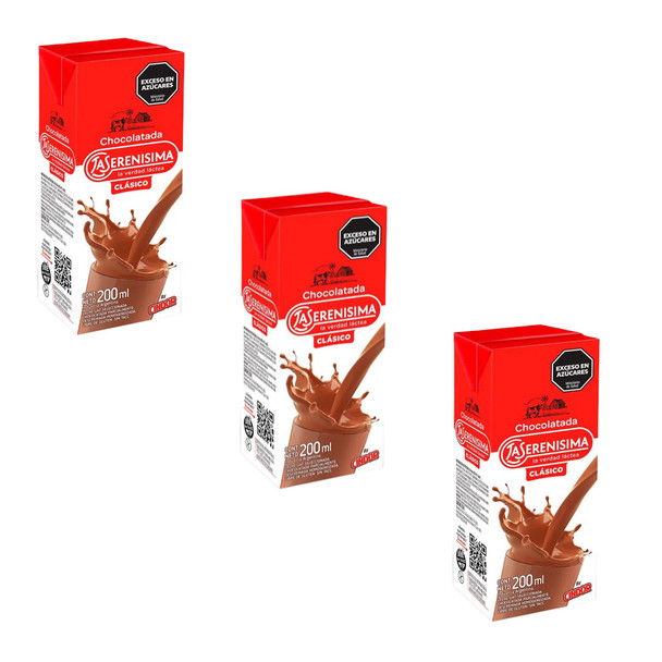 La Serenísima Classic Chocolate Milk - Gluten-Free Rich & Delicious Drink Chocolatada Clásica, 200 ml / 6.76 fl oz