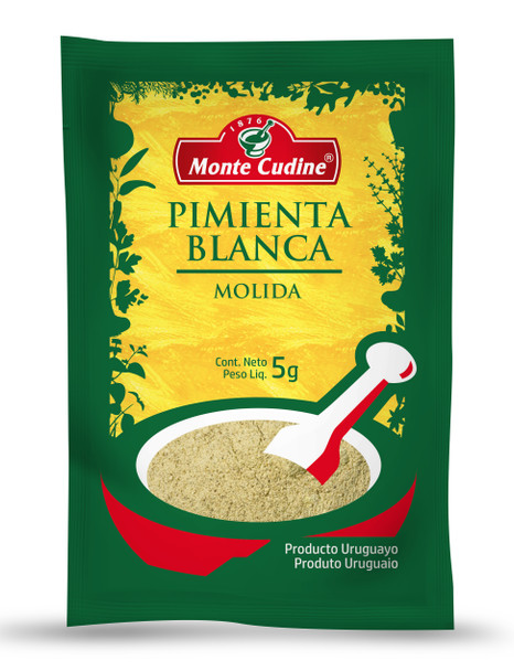 Monte Cudine Ground White Pepper - Enhance Flavor in Stews, Sauces, Meats & Fillings Pimienta Blanca Molida, 5 g / 0.17 oz (pack of 3)