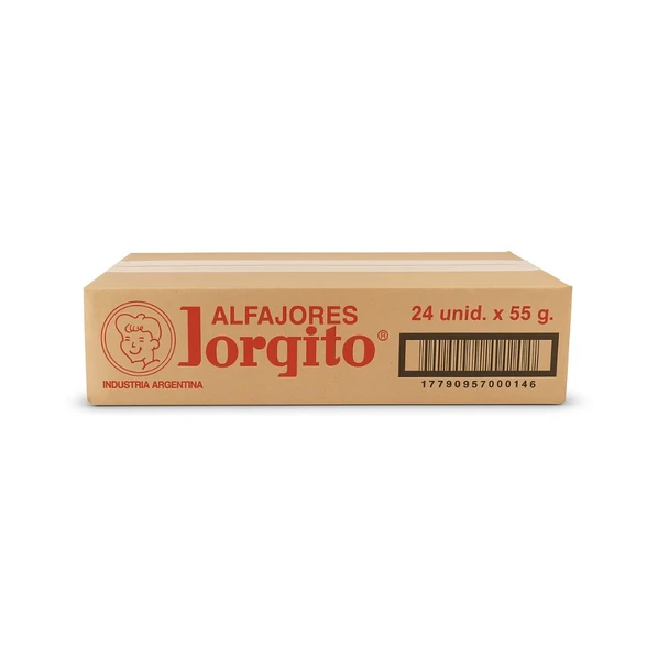 Alfajor Jorgito Negro Dulce de Leche w/ Chocolate Coating Wholesale Bulk Box, 55 g / 1.94 oz ea (24 count per box)
