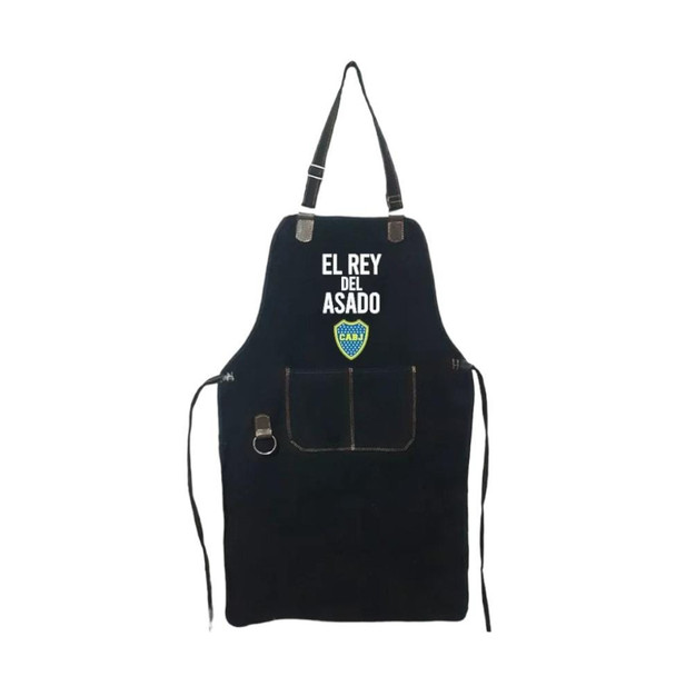 Delantal Grillmaster Kitchen Apron - Mouth Design with Pocket, Perfect for BBQ Enthusiasts Delantal de Boca Juniors "El Rey del Asado"