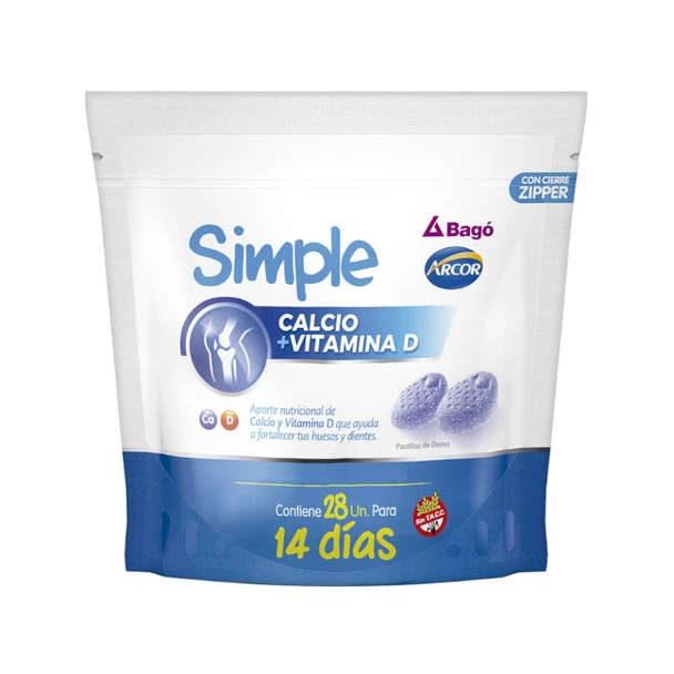 Simple Calcium + Vitamin D Supplement - Bone Health & Strength Calcio + Vitamina D, 132 g / 4.66 oz