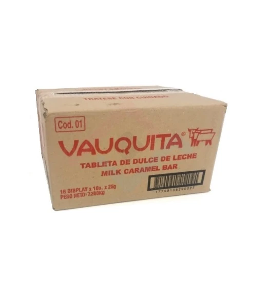 Vauquita Classic Dulce de Leche Bar Wholesale Bulk Box, 450 g / 15.9 oz ea (16 count per box)