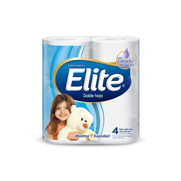 Elite Toilet Paper Double Rolls Papel Higiénico Doble Hoja Super Soft, 4 u x 20 mts each