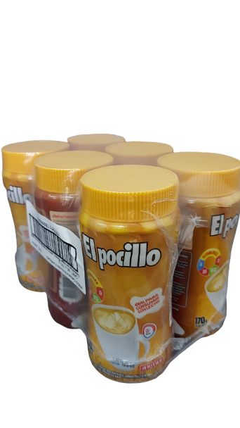 El Pocillo Cebada Bebida de Malta en Polvo Lista para Elaborar Sin Cafeína, con Vitaminas A, B, D y Zinc Caja Mayorista a Granel, 170 g / 5.9 oz c/u (6 unidades por caja)