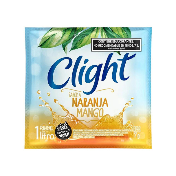 Jugo Clight Naranja & Mango Powdered Juice Orange & Mango Flavor No Sugar, 7 g /  0.24 oz (box of 20)