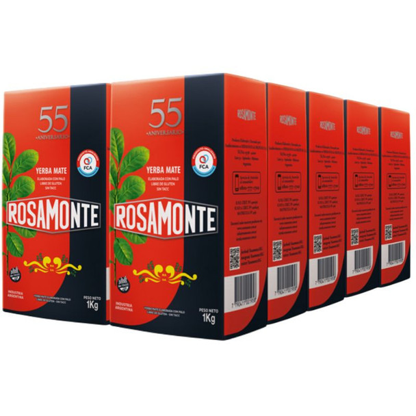 Rosamonte Yerba Mate Traditional - 55 Aniversario Wholesale Bulk Pack, 1 kg / 2.2 lb ea (10 count per pack)