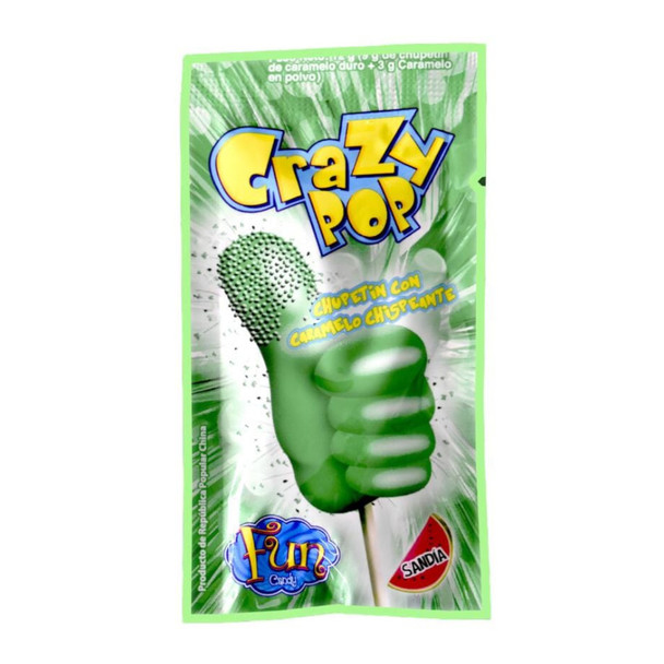 Sweet and Sparkling Watermelon Lollipop by Crazy Pop Chupetín Sabor Sandía, 12 g / 0.42 oz (pack of 5)