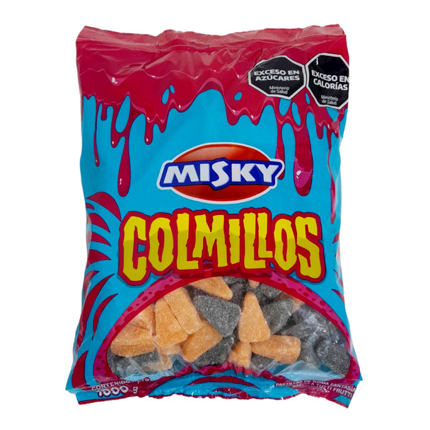 Misky Colmillos Tutti Frutti Gummy Fangs Halloween Candy Gomitas, 1 kg / 35.27 oz