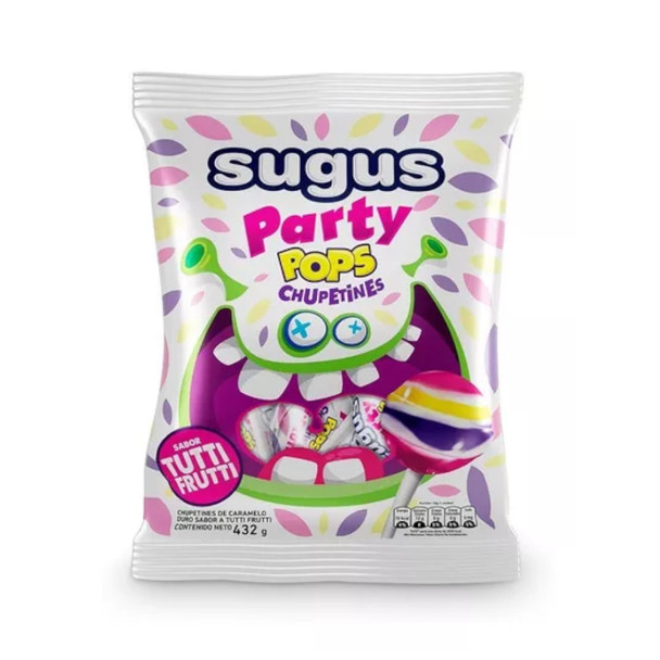 Sugus Party Pops Hard Candy Lollipops - Tutti Frutti Flavor Chupetines, 432 g / 15.24 oz