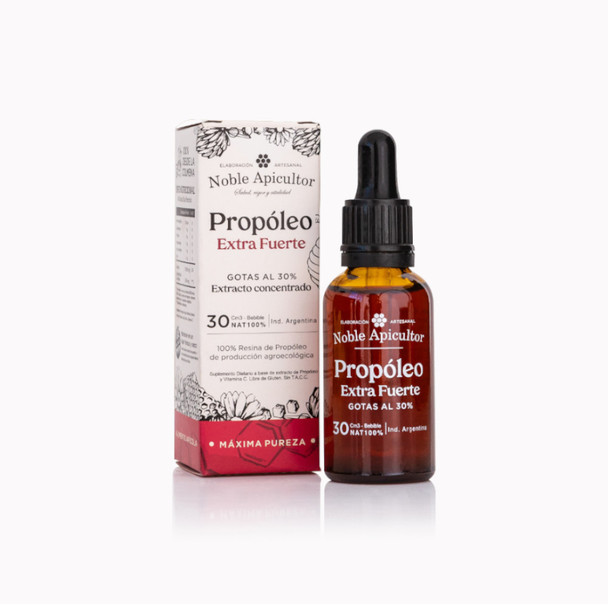 Noble Apicultor Gotas Propóleo Extra Fuerte Propolis Extract 30% Natural Immunity Supporter Herbal Supplement, 30 ml / 1.05 fl oz dropper