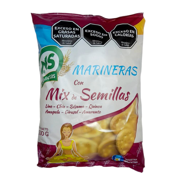 NS Galletas Tradicionales Marineras Mix de Semillas Traditional Mixed Seed Crackers for Breakfast, 300 g / 10.58 oz bag