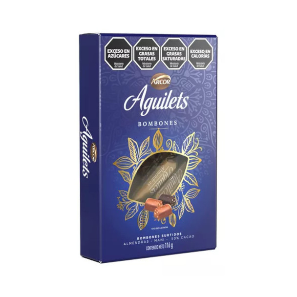 Arcor Aguilets Assorted Chocolates with Almonds, Peanuts, and 50% Cacao Bombones Surtidos, 116 g / 4.09 oz