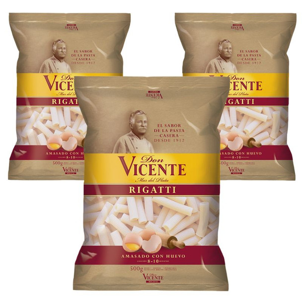 Don Vicente Rigatti Homestyle Egg Pasta, 500 g / 1.1 lb (pack of 3)