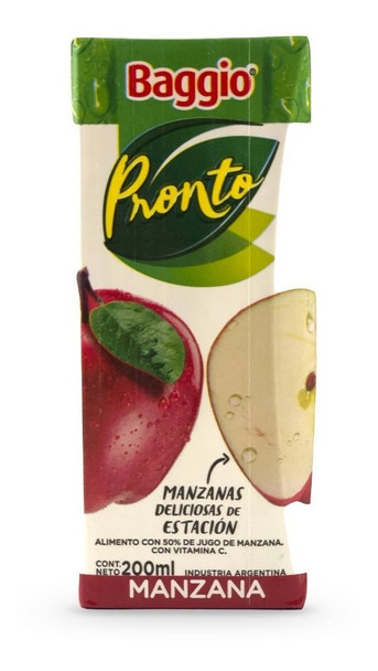 Jugo Baggio Pronto de Manzana Apple Juice Tetra Pak, 200 ml / 6.7 fl oz (pack of 3)
