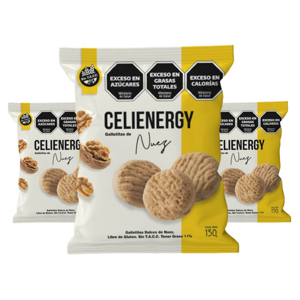 Celienergy Walnuts Sweet Cookies Nuez - Gluten Free, 150 g / 5.29 oz (pack of 3)