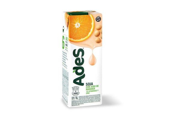 Ades con Jugo de Naranja Soy Juice Orange Flavor Tetra Pak, 1 l / 33.8 fl oz